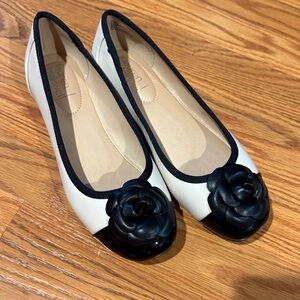 Black and Cream Floral Loafers